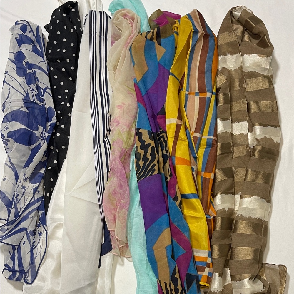 Vintage Multicolor Scarves Bundle of 8